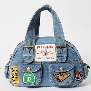NWT True Religion Denim Patch Purse In Light Wash